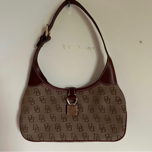 Dooney & Bourke Small Brown Logo Crescent Hobo - Picture 7 of 9